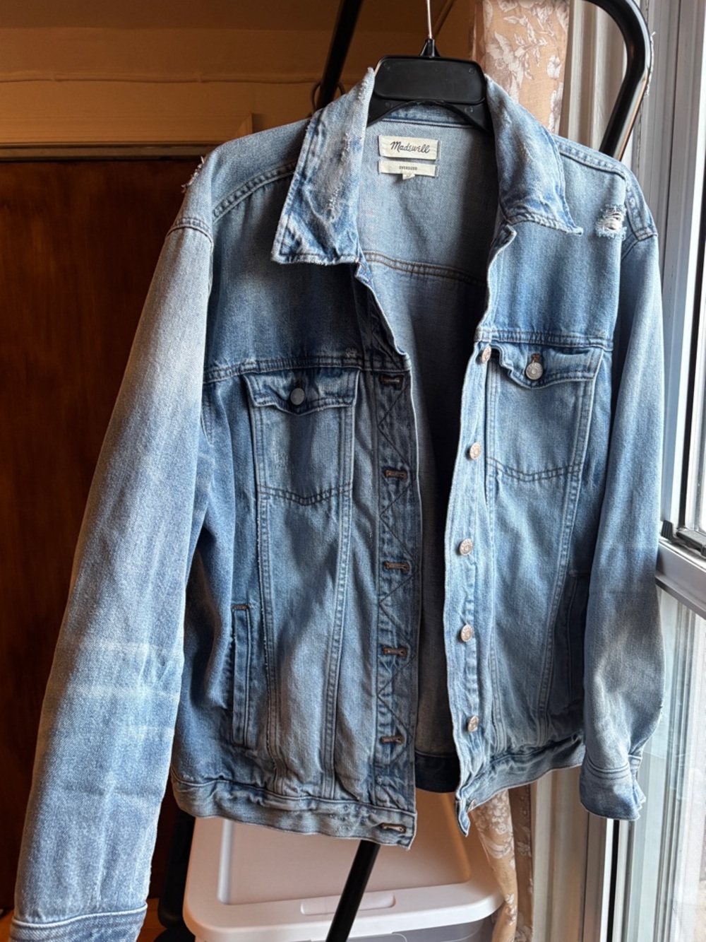 EUC Madewell Oversized Blue Jean Jacket | Distressed Denim | Women’s Plus 1X - Picture 5 of 16